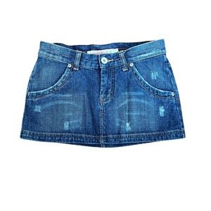 Vintage Micro Mini Low Rise Denim Skirt Cotton
